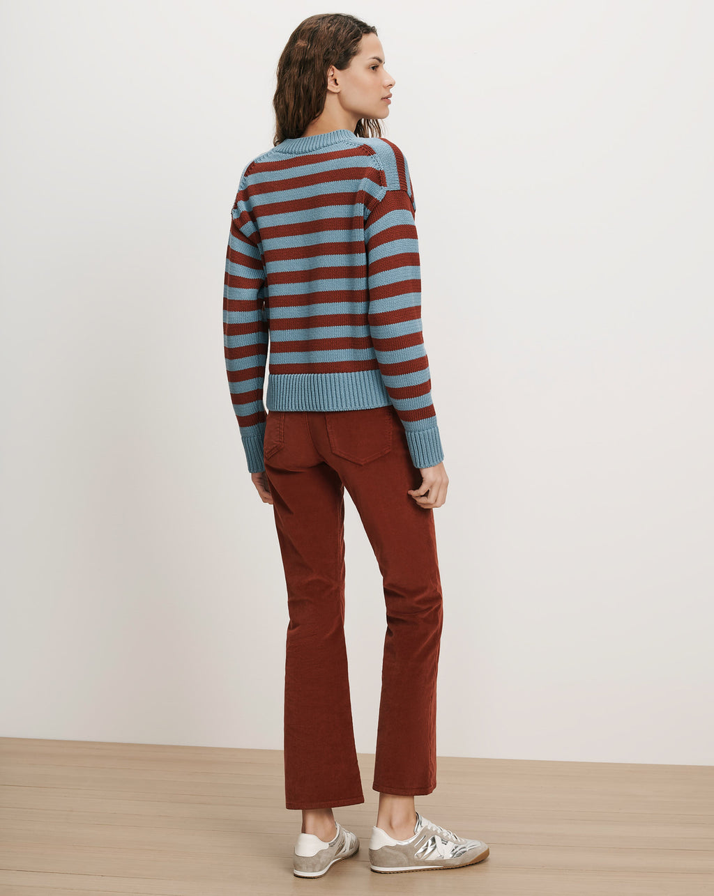 Veronica Beard Blue and brown striped knit sweater