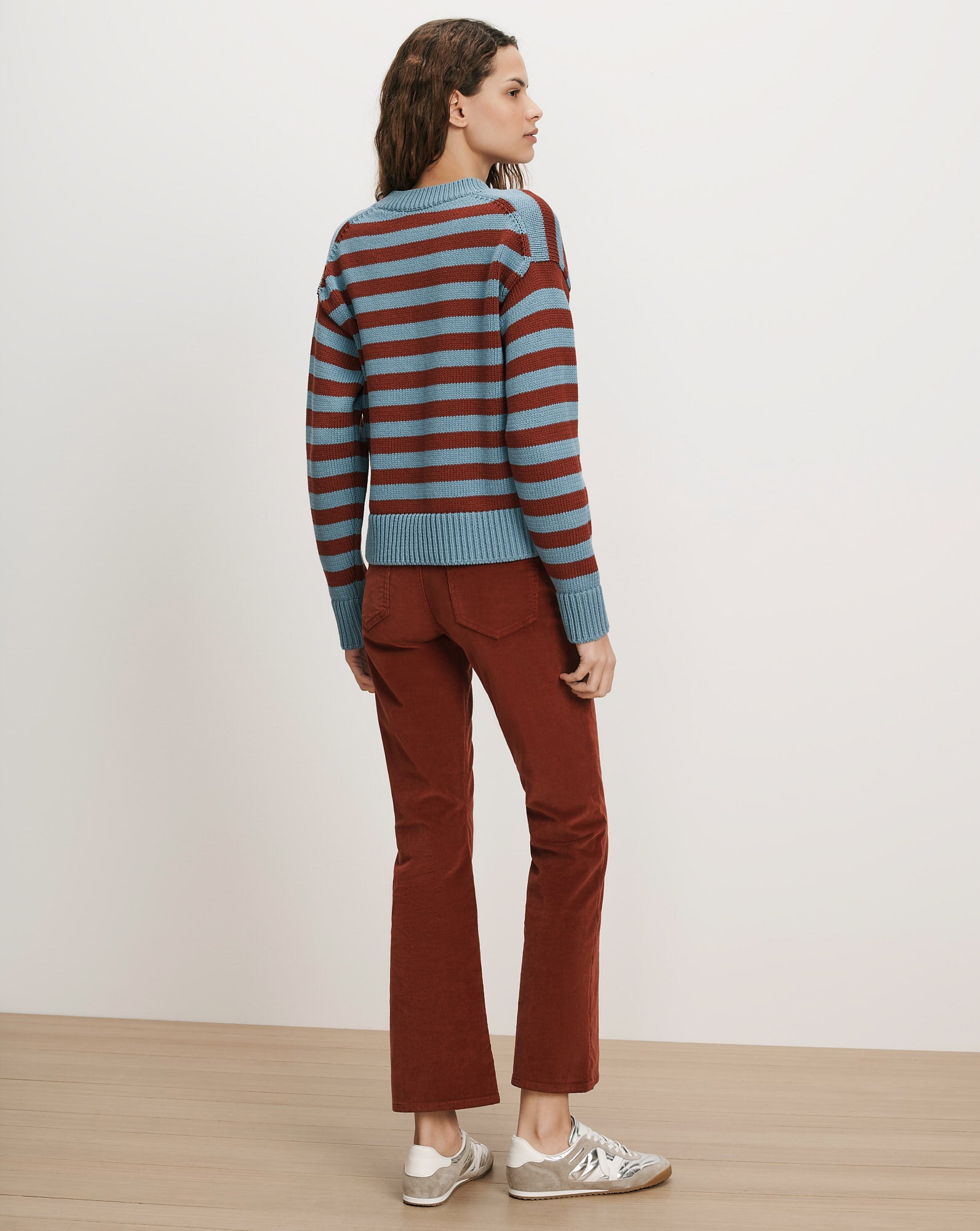 Veronica Beard Blue and brown striped knit sweater