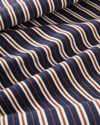 Veronica Beard Navy, white, and brown striped fabric