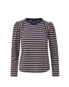 Veronica Beard Navy striped long-sleeve top with puffed shoulders