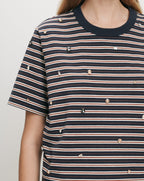 Veronica Beard Navy striped t-shirt with scattered rhinestones