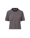Veronica Beard Navy and white striped t-shirt with embellishments
