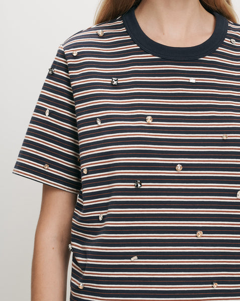 Veronica Beard Striped t-shirt with scattered jewel embellishments