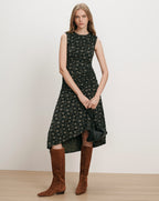 Veronica Beard Black floral ruched midi dress