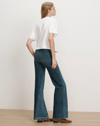 Veronica Beard White t-shirt, blue flared jeans