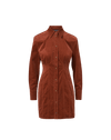 Veronica Beard Brown corduroy mini dress with long sleeves and button front.