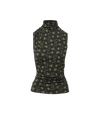 Veronica Beard Black patterned sleeveless high-neck top.
