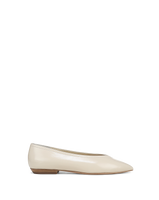 Veronica Beard Cream patent leather ballet flats with pointed toe.