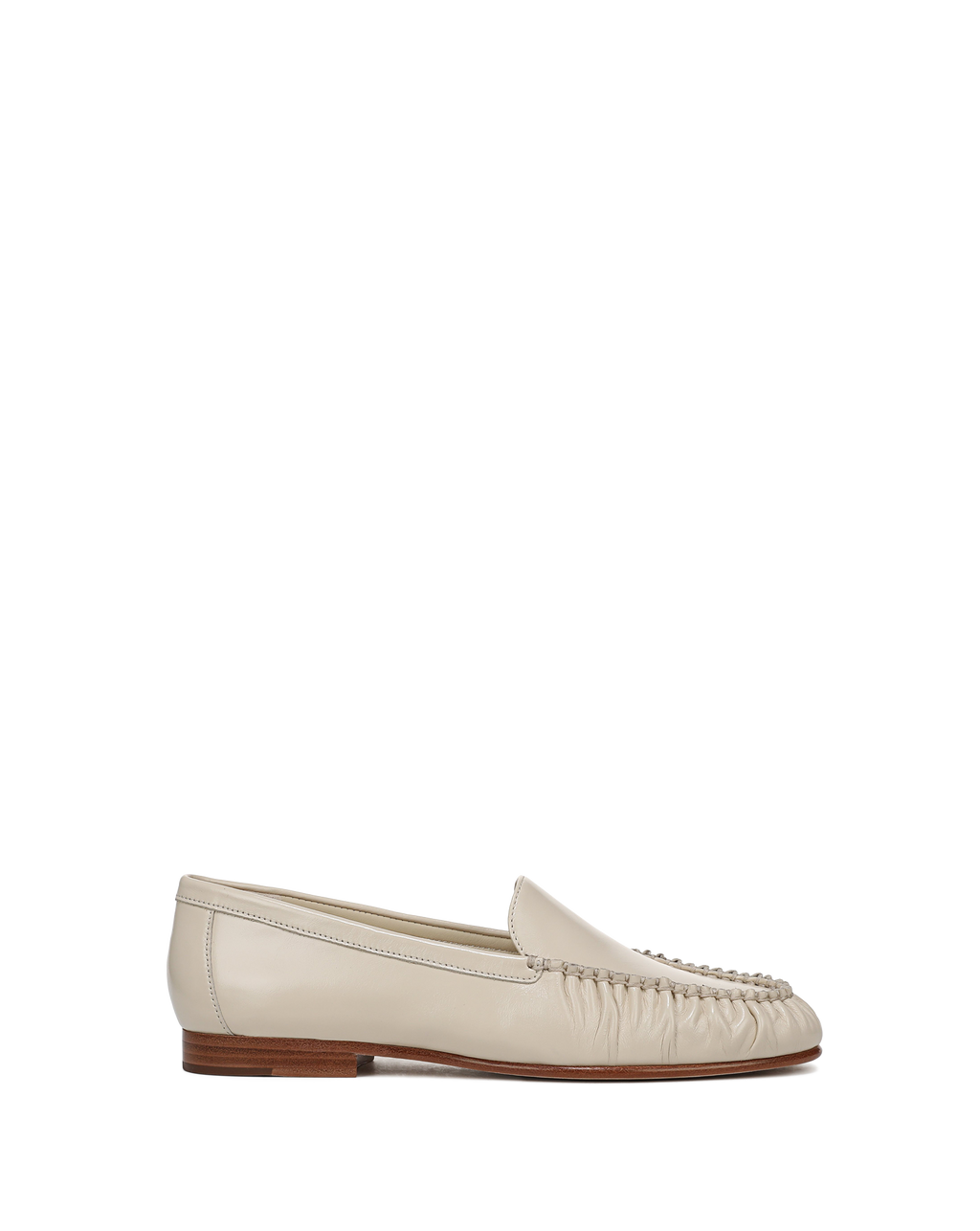 Veronica Beard Beige leather loafers with gathered apron toe.