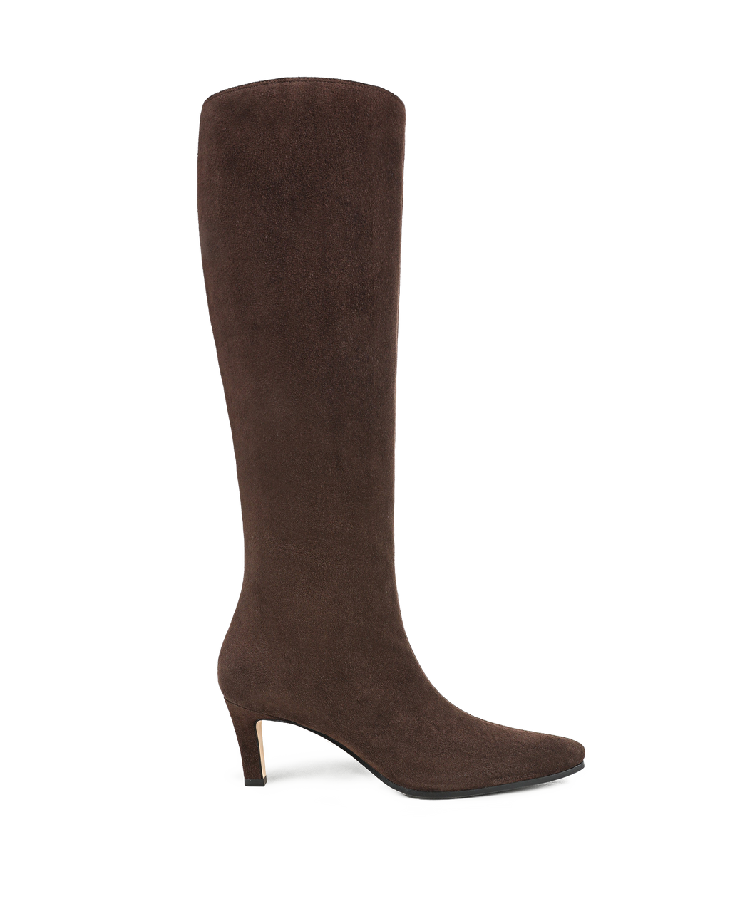 Veronica Beard Brown suede knee-high boots with a kitten heel.