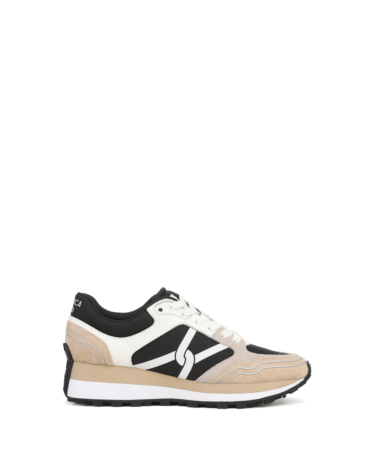Veronica Beard Beige and white sneakers with black accents.