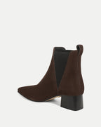 Veronica Beard Brown suede Chelsea boots with a block heel.