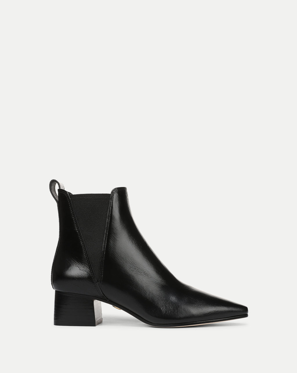 Veronica Beard Black leather Chelsea boots with a pointed toe and block heel.