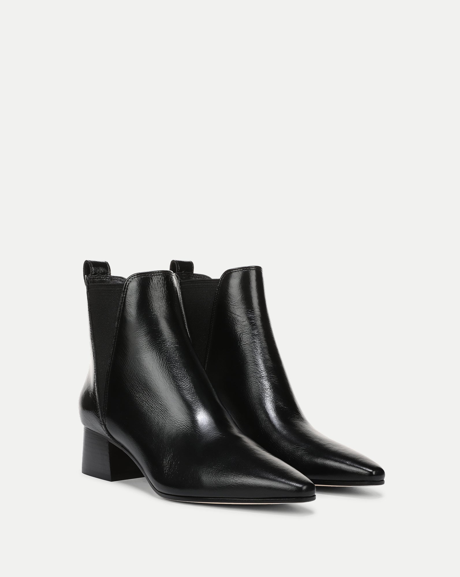 Veronica Beard Black leather Chelsea boots with pointed toes