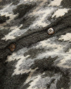 Veronica Beard Grey and white patterned knit cardigan with buttons.