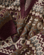 Veronica Beard Burgundy and brown patterned knit V-neck sweater.