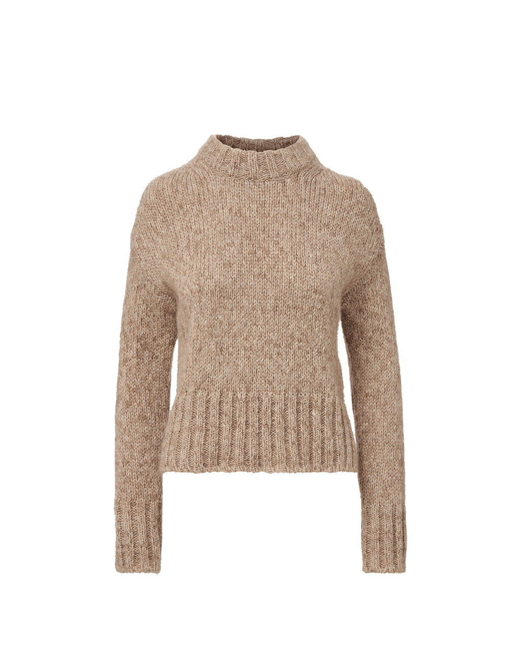 Veronica Beard Beige knit sweater with mock neck.