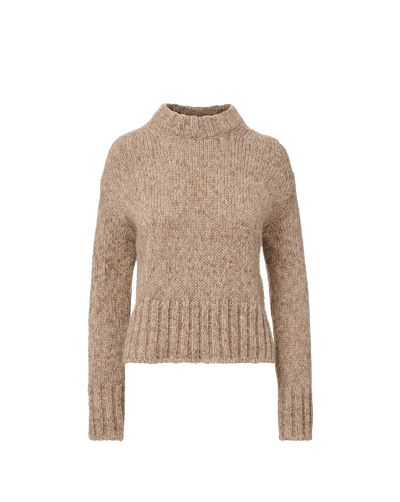Veronica Beard Beige knit sweater with mock neck.