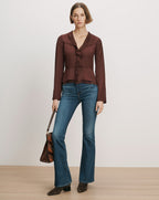 Veronica Beard Brown long-sleeve ruffled blouse