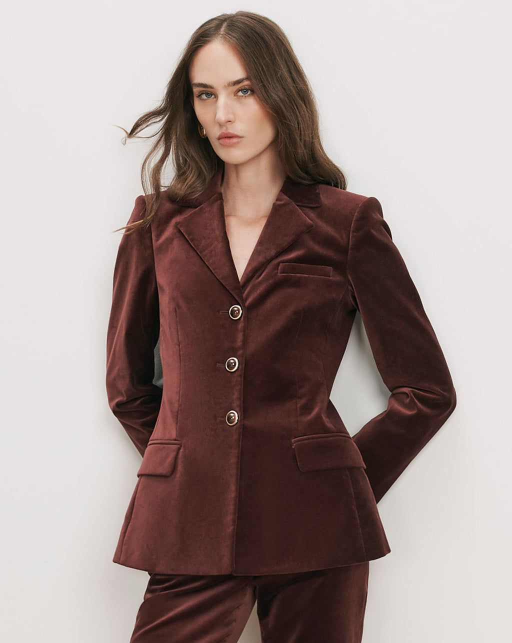 Veronica Beard Brown velvet suit with flared pants