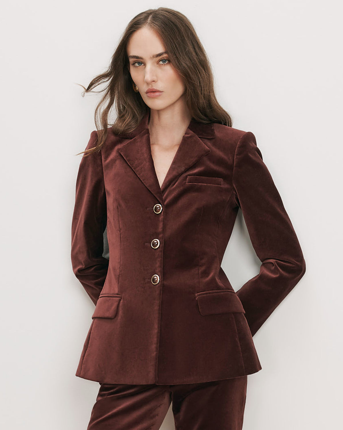 Veronica Beard Brown velvet suit with flared pants