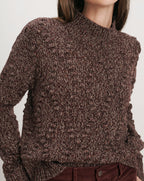 Veronica Beard Brown knit sweater with textured bobble details.