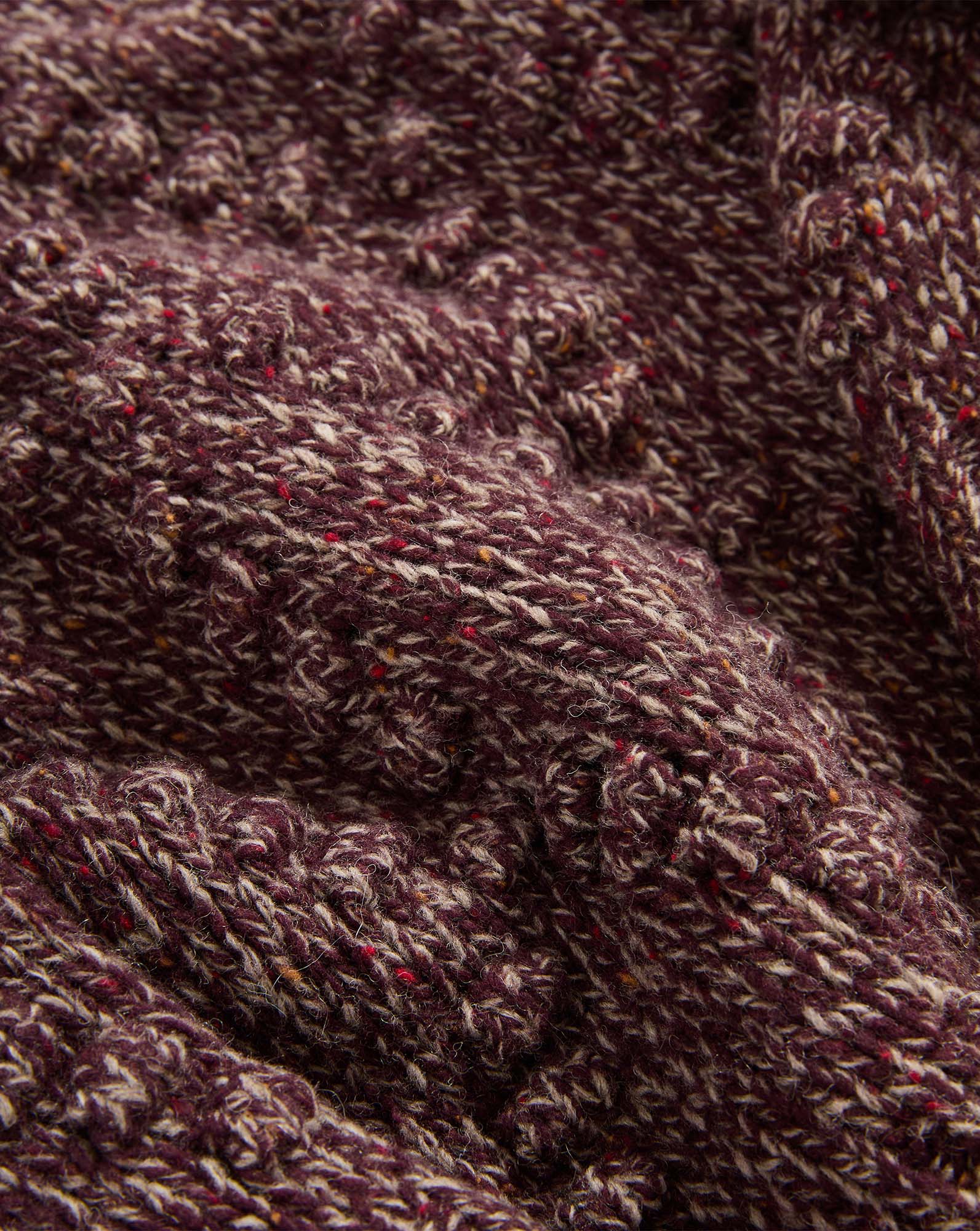 Veronica Beard Maroon textured knit sweater with cable stitch detail.