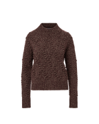 Veronica Beard Brown knit sweater with mock neck and textured sleeves.