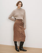Veronica Beard Brown suede button-front midi skirt