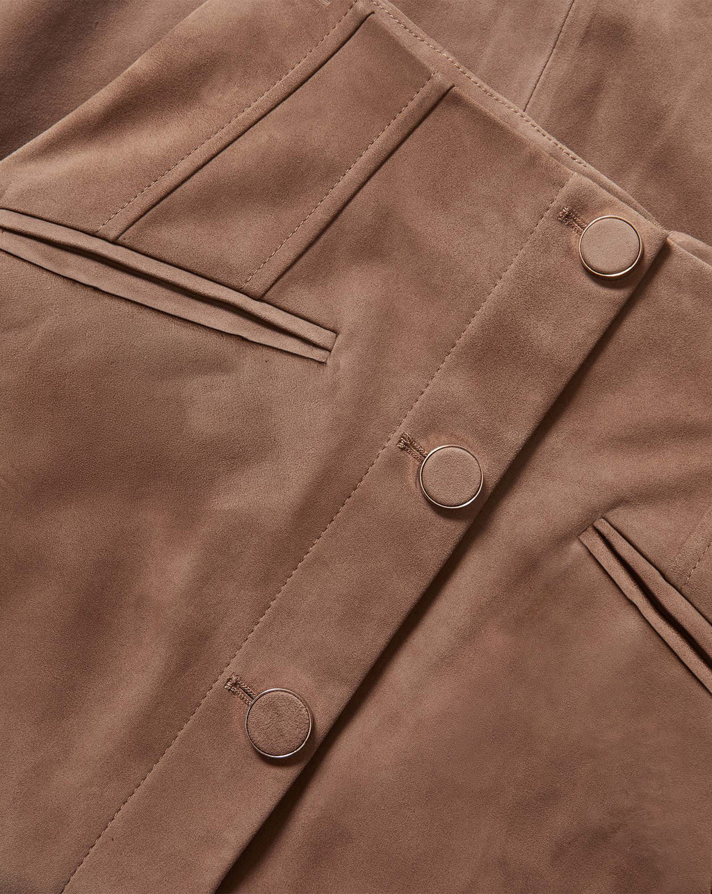 Veronica Beard Brown suede jacket with button closures and pockets.