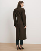 Veronica Beard Brown wool coat, fitted, with gold buttons.