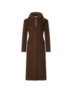 Veronica Beard Brown wool maxi coat with attached hood.