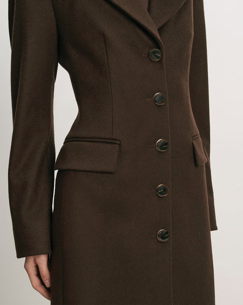 Veronica Beard Brown wool tailored coat with front button closure.