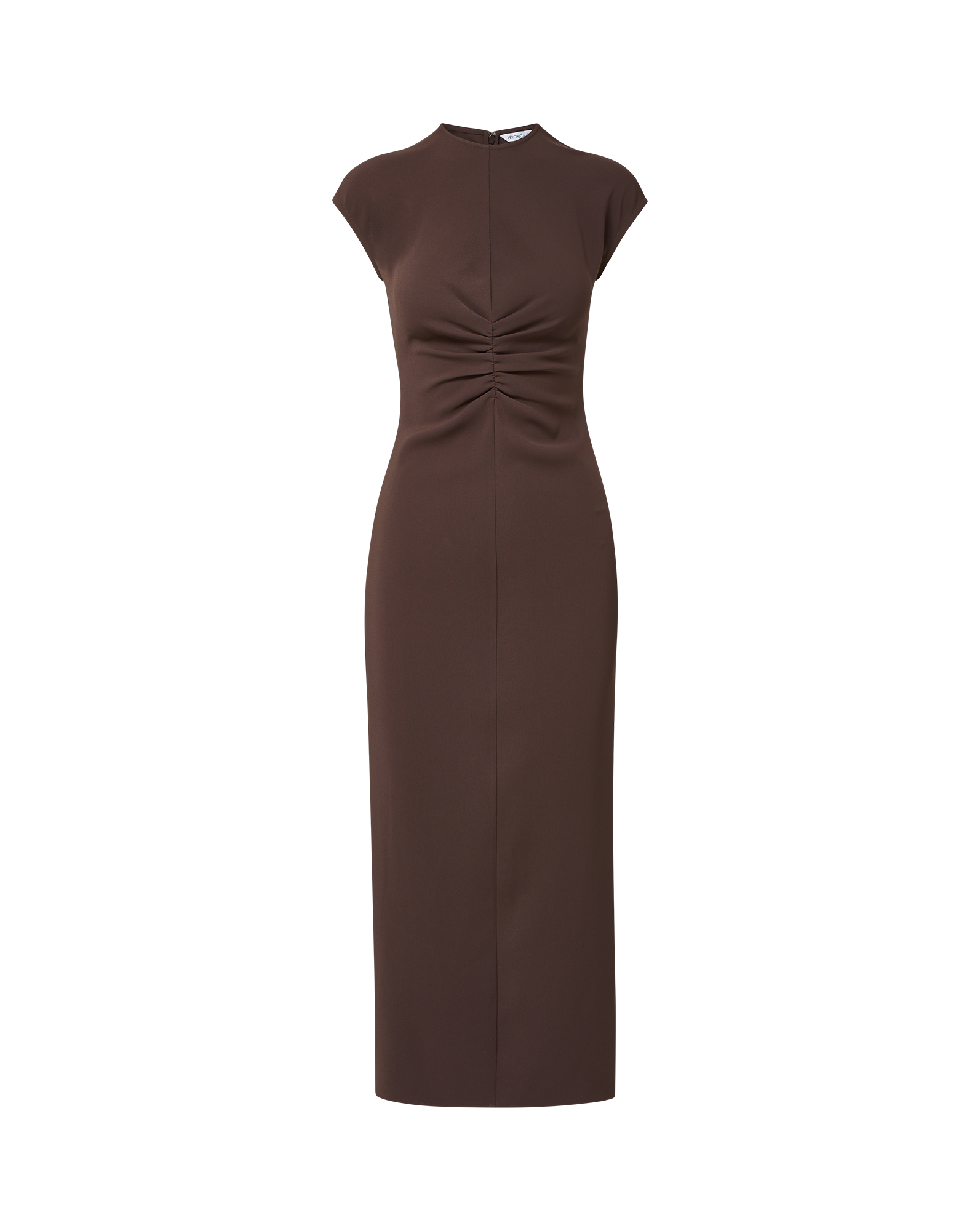 Veronica Beard Brown midi dress with ruched waist.