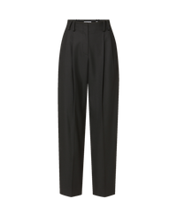 Veronica Beard Black pleated high-waisted tailored trousers.