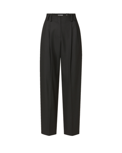 Veronica Beard Black pleated high-waisted tailored trousers.