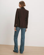Veronica Beard Brown blazer with gold buttons.