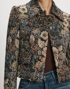 Veronica Beard Floral tapestry jacket with brown buttons
