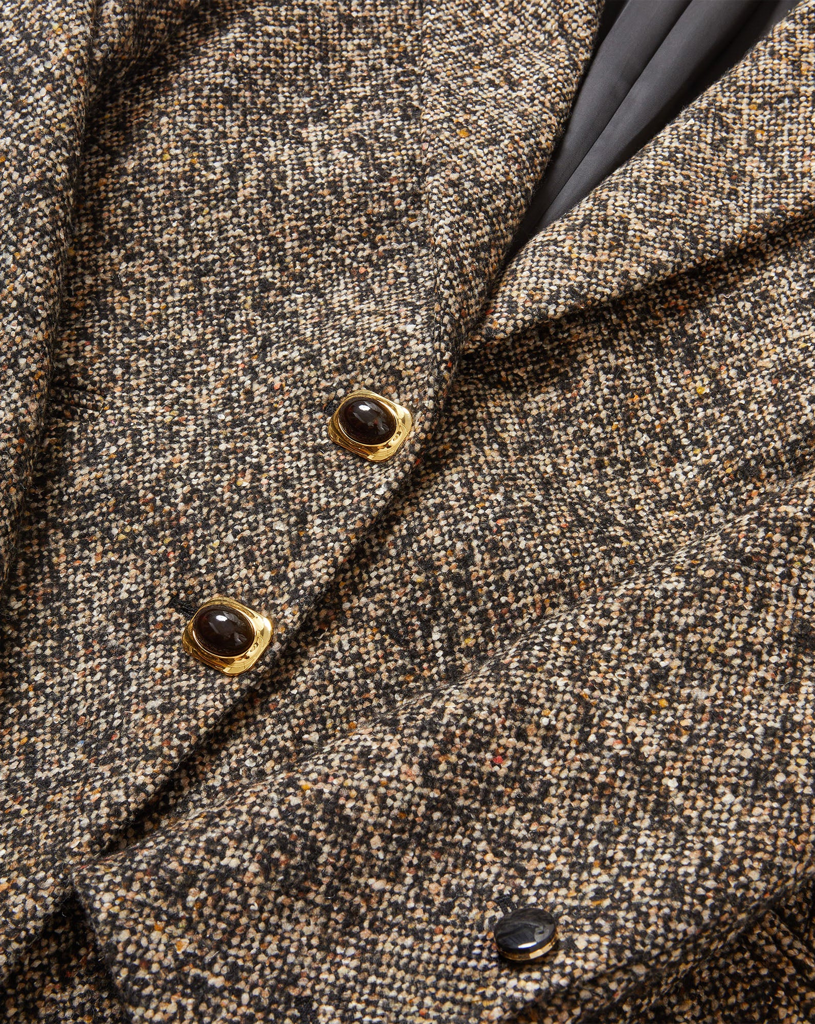 Veronica Beard Brown tweed blazer with gold and black buttons.
