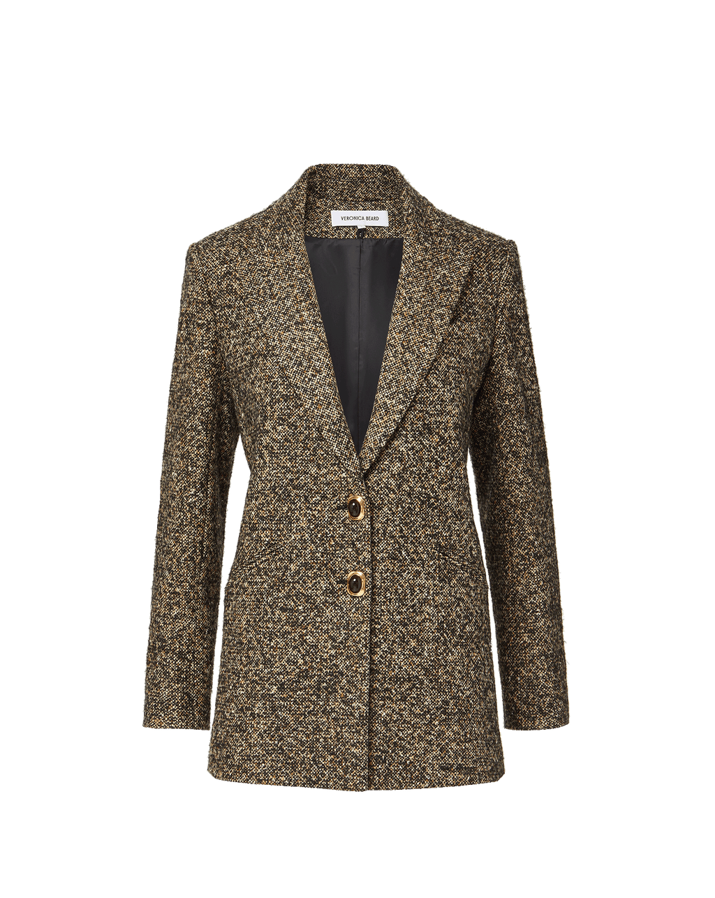 Veronica Beard Brown tweed blazer with gold buttons