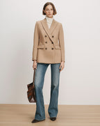 Veronica Beard Camel double-breasted wool blazer