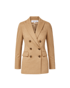 Veronica Beard Camel double-breasted blazer with tortoise buttons
