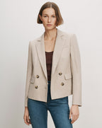 Veronica Beard Beige double-breasted blazer with notched lapels.