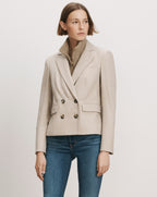 Veronica Beard Beige double-breasted wool blazer with notched lapels