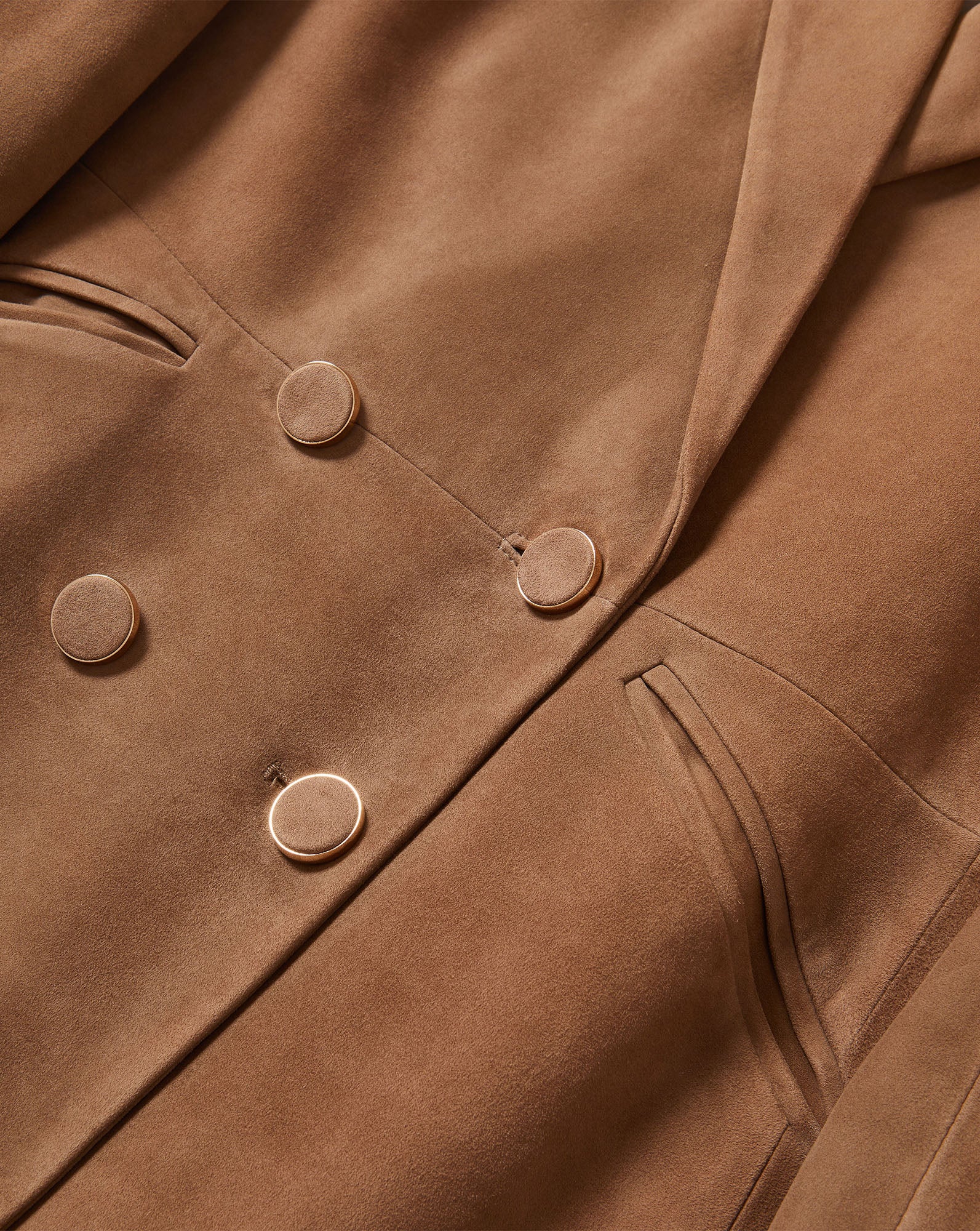 Veronica Beard Brown double-breasted blazer with gold buttons.