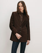 Veronica Beard Brown suede blazer with two buttons.