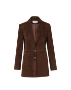 Veronica Beard Brown suede blazer with two buttons.