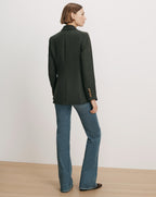 Veronica Beard Dark green wool blazer with brass buttons.