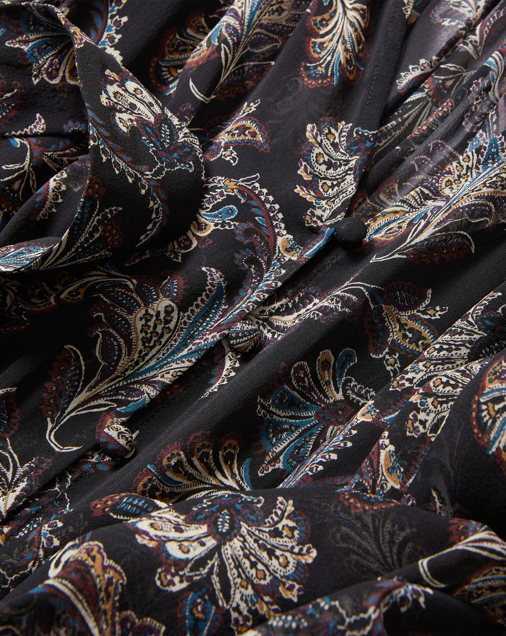 Veronica Beard Black paisley print chiffon blouse.