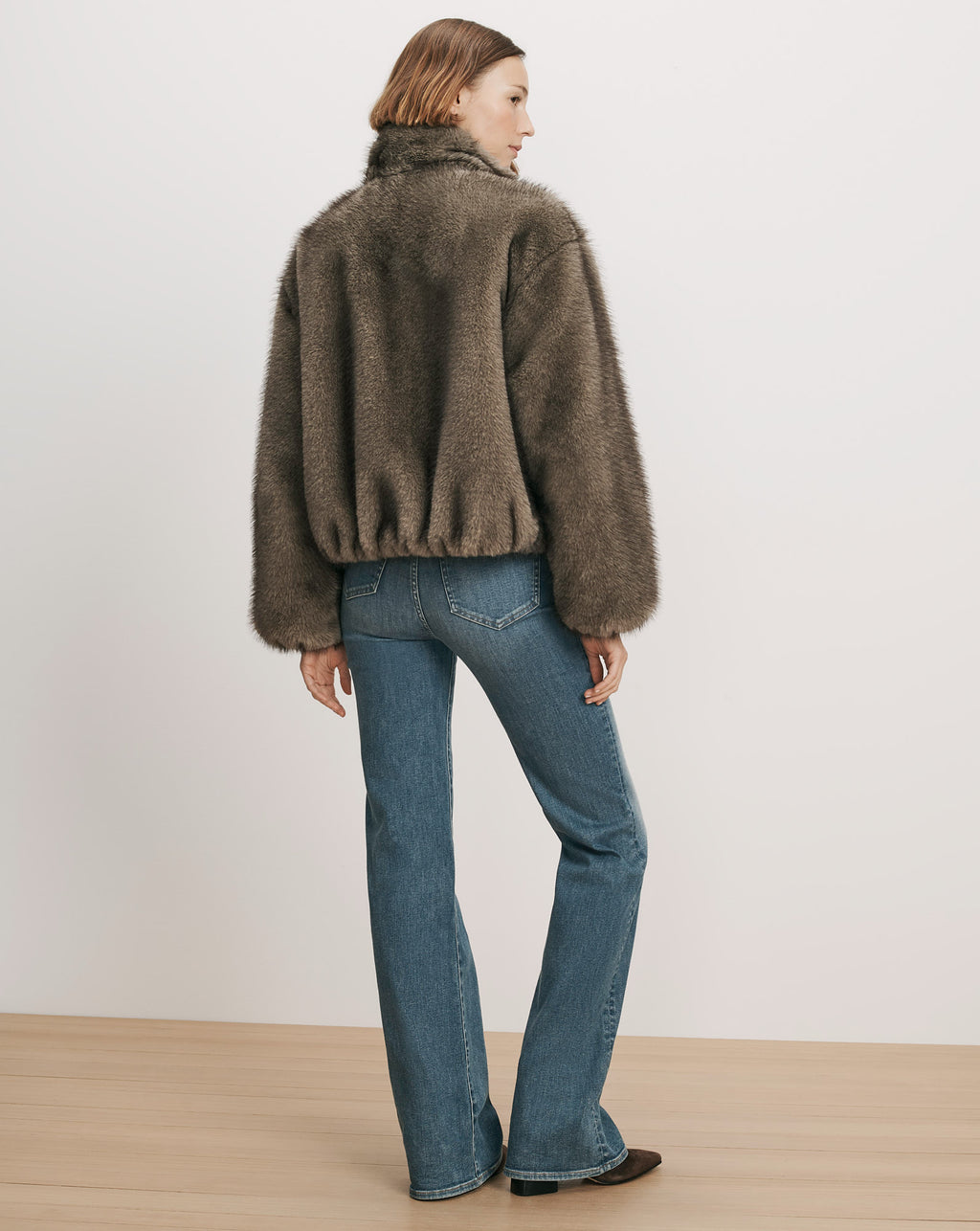 Veronica Beard Brown faux fur bomber jacket.